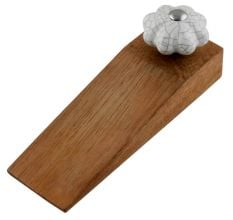 White Crackle Ceramic Melon Wooden Door Stopper